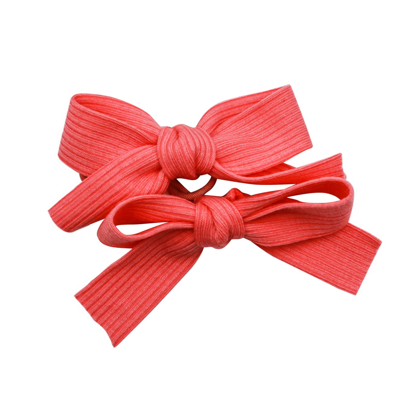 2Pcs Elastic Knitted Striped Bowknot Hairbands Ponytail Holder Hair Accessories for Kids Girls Women
