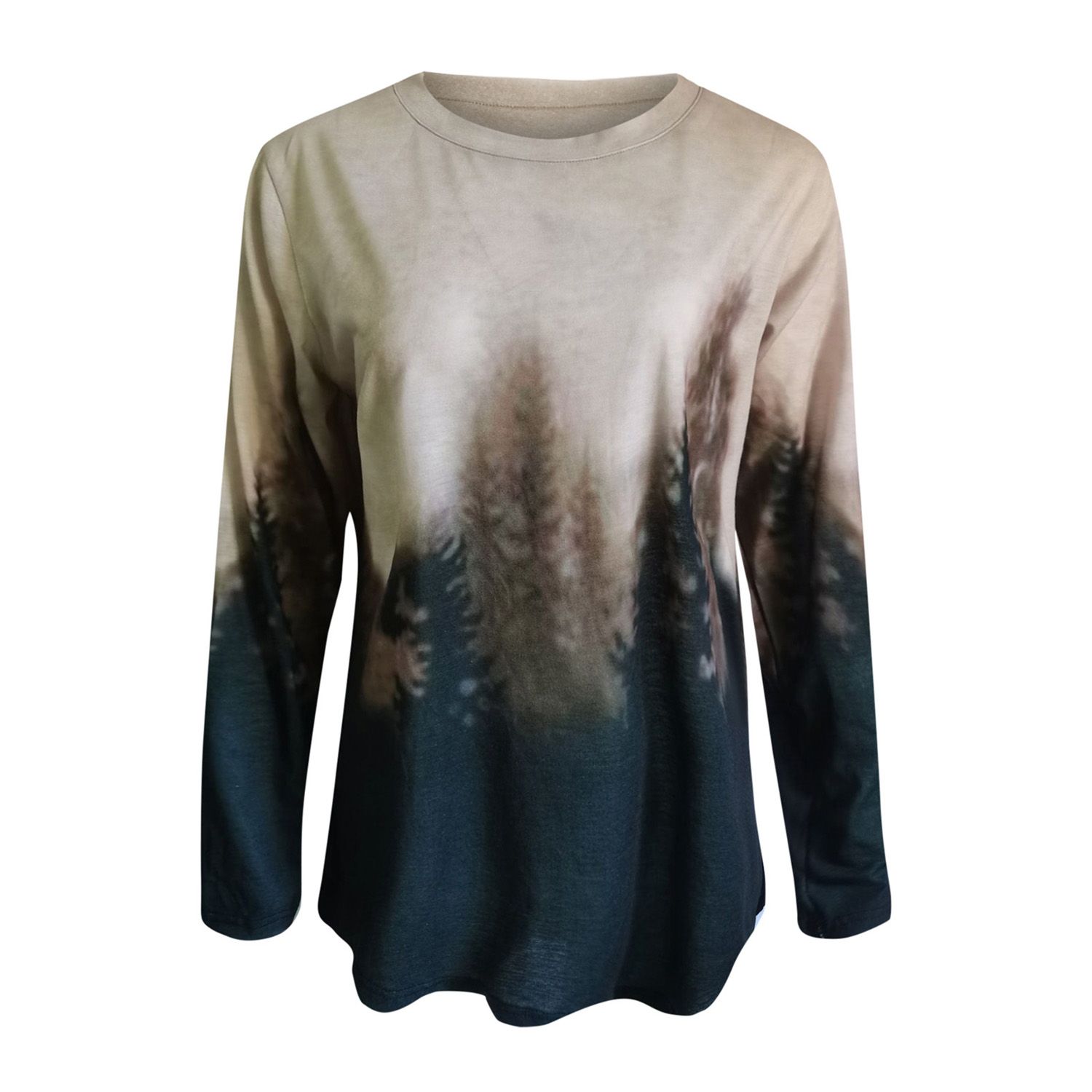 T-shirt Pullover Crew Neck Oversized Long Women Tunic Blouse