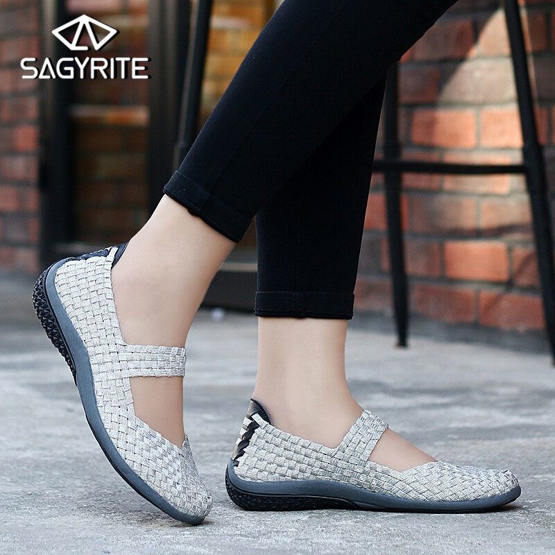 Sandals for Women Hand Woven Shoes Flat Shoes for Women Bohemia Casual Shoes Korean Sneakers Shoes for Women Sale Black