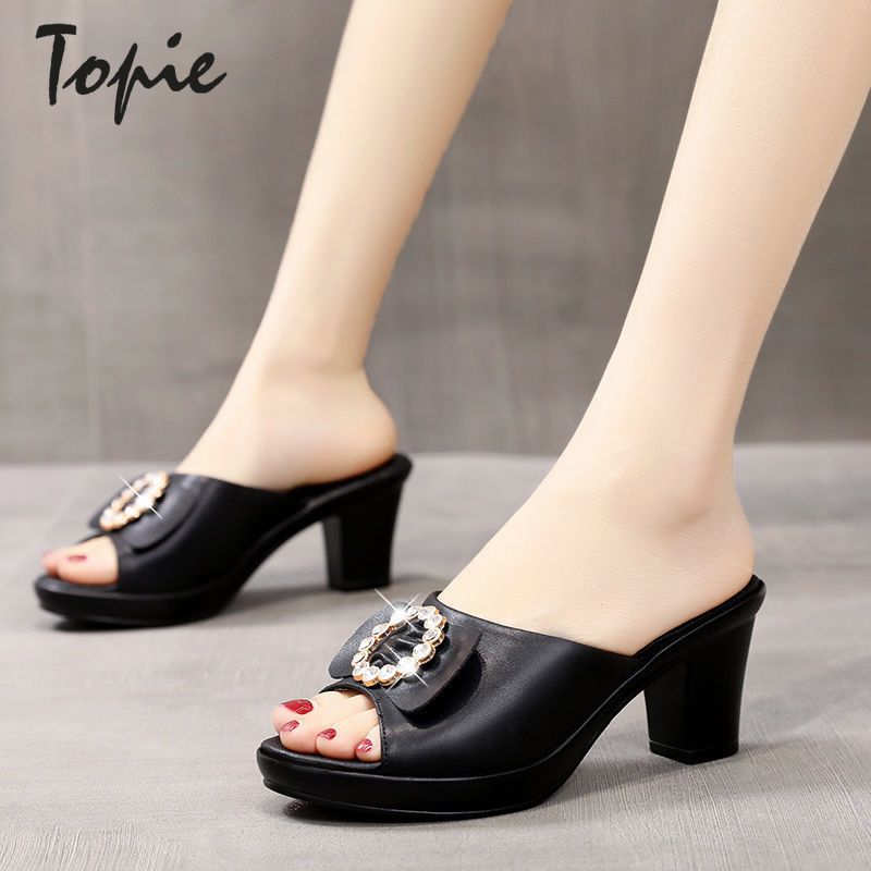 2.16 inches High Heel Sandals for Women  New Peep Toe rhinestone Lady Fashion Casual Outdoor Slippers AO202