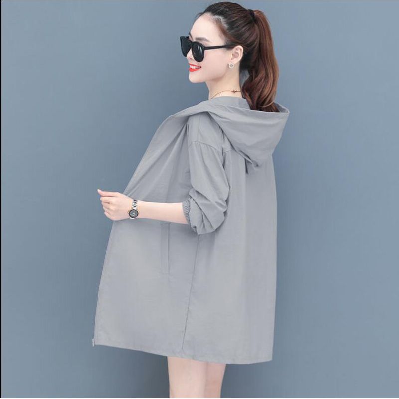 Large Size Hoody Windbreaker Women Anti-ultraviolet Female  Summer Sun Protection Clothing Short Loose Thin Coat C