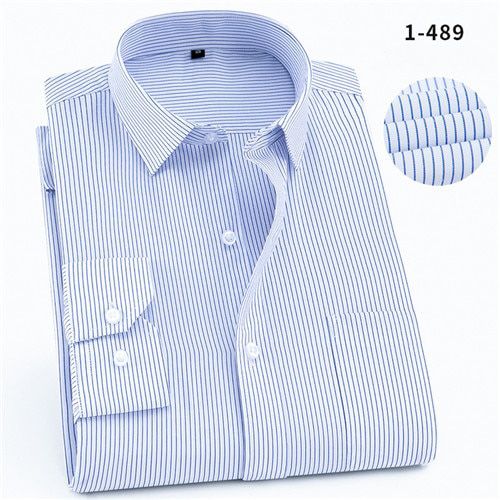 Plus Size Large men dress shirts New simple style turn down collar long sleeved solid twill/ Plain business shirts