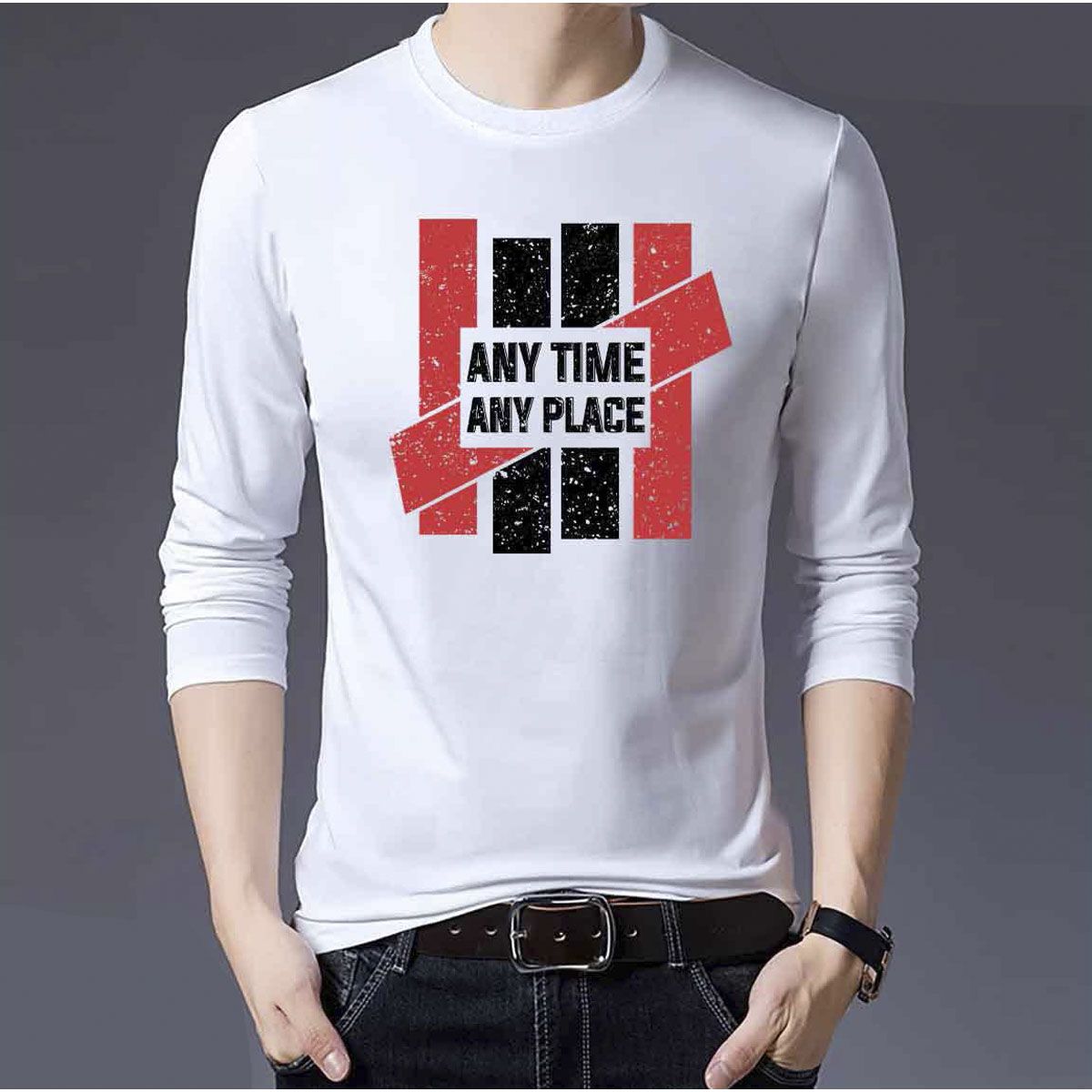 2023 Men Casual T Shirts Long Sleeve Print Tops O Neck Slim Tees Shirt All Season Mens Clothing Tshirt Oversized Undershirts
