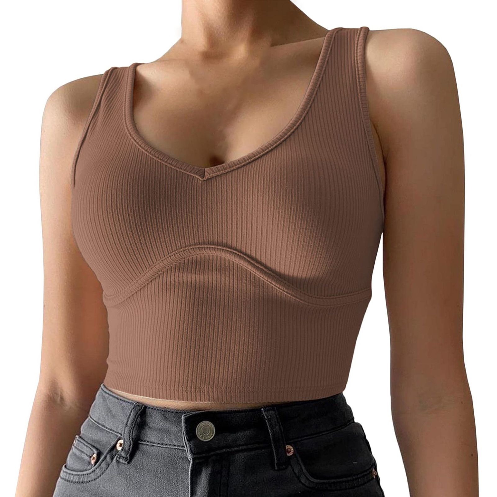Crop Top Solid Color y Stwear Sleeveless Sports Top