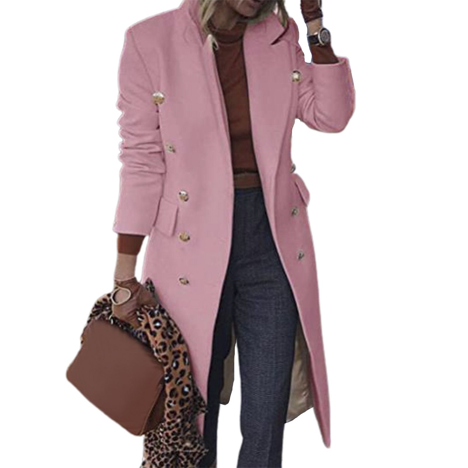 Wool Coat Comforle Wearing Slim Fit Long Warm Woolen Overcoat