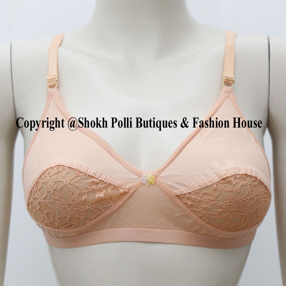 Lace and Net Cotton Bra For Women