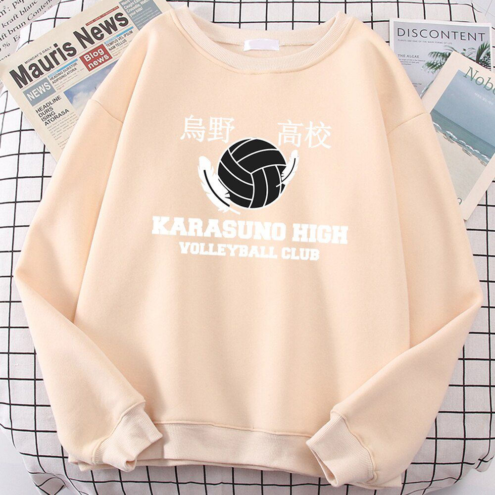 Karasuno high school Anime Printing Sweatshirts Man Autumn Fleece Warm Clothing Crewneck Loose Hoody Fashion  Hop Tracksuit