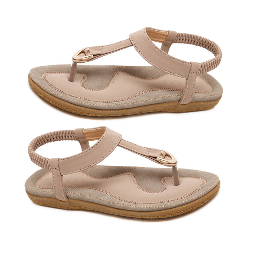 Summer Women Faux Leather Flat Sandals Strap Slippers Casual Breathable Shoes