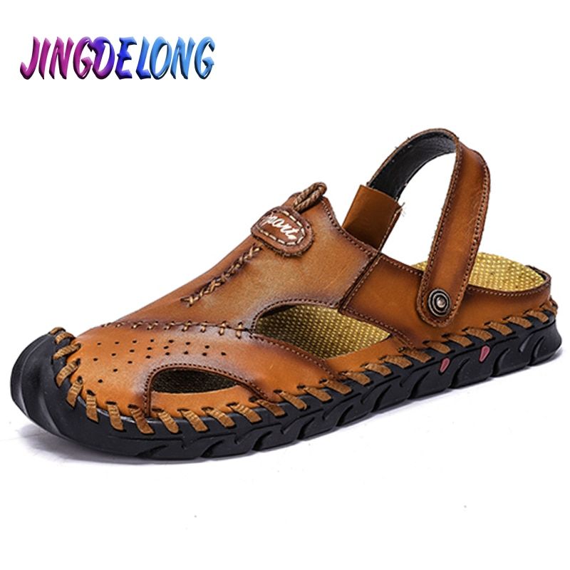 Summer Men's Sandals Soft Breathable Men's Sandals Leather Sandals Men Roman Summer Outdoor Beach Sandals Big Size 38-48