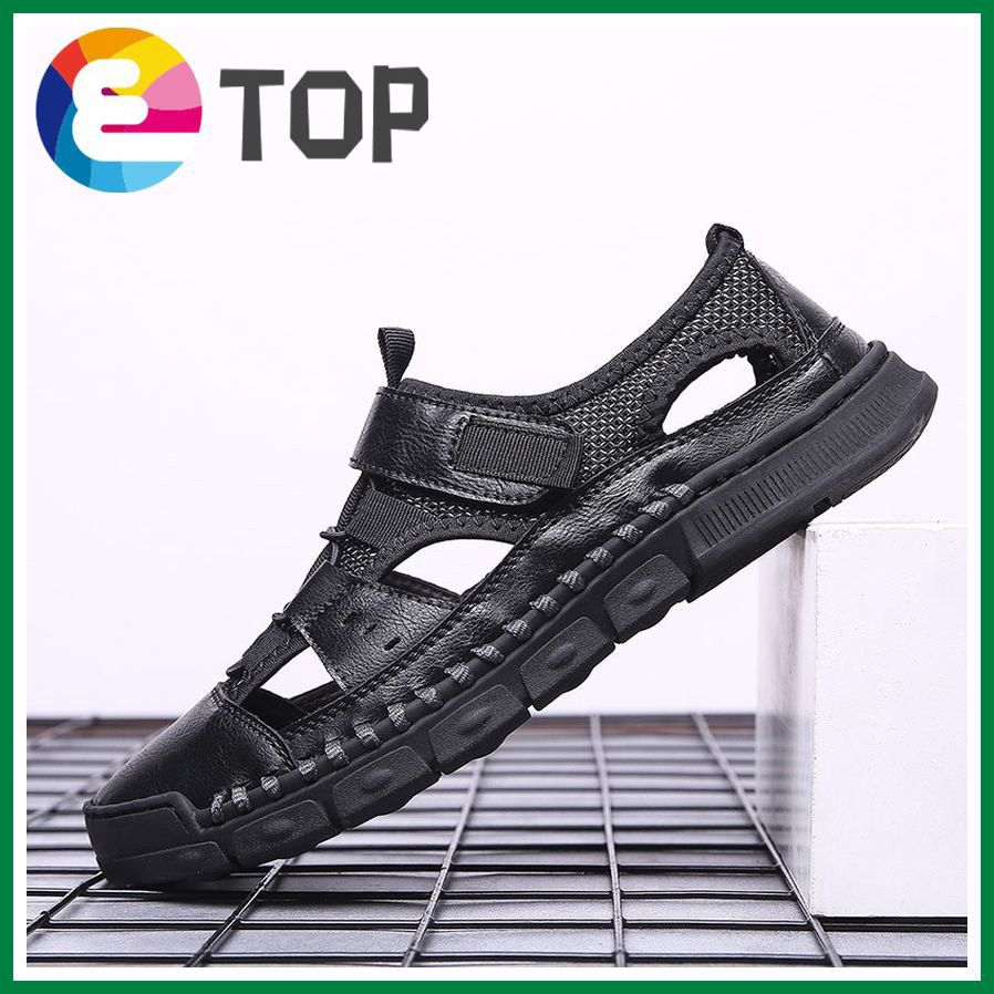 Big Size Roman  leather men sandals summer cow leather for beach male shoes