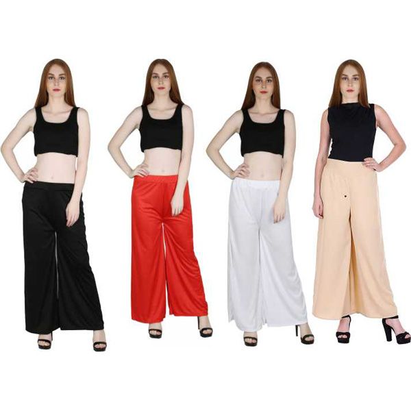 Relaxed Women Stylish Linen Palazzo For Woman4pcs pack
