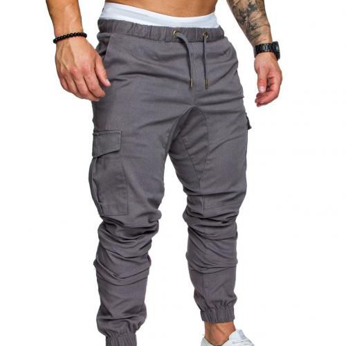 Casual Thin Breathable Tie Drawstring Long Pants Men Casual Solid Colorckets Waist Drawstring Ankle Tied Skinny Cargo Pants