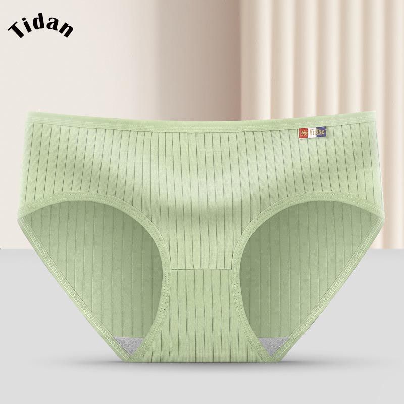 Women Fashion Bright Color Mid-Waist Panties Healthy Antibacterial Briefs Elastic Underwear