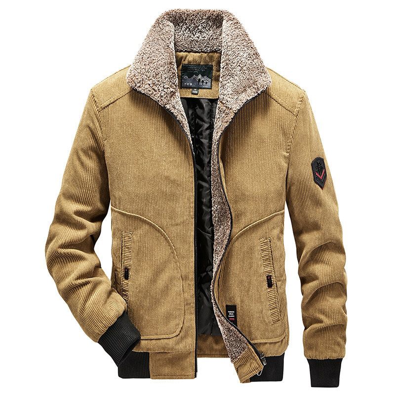 Winter Men's Parka Coat Retro Corduroy Fleece Thick Cotton-padded Jackets Mens Military Jacket Armygreen Casual Outwear Size 6XL