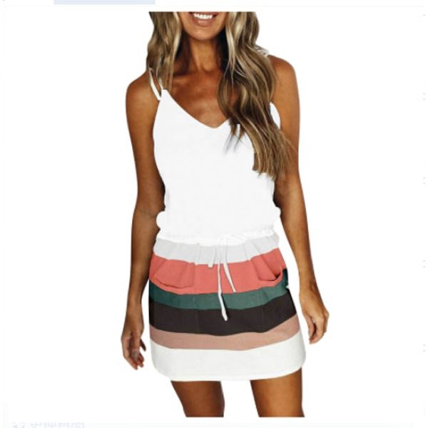 2021 New style women's dress with drawstring color sling dress Drawstring Color Sling Dress Women's Casual Comfortable Dress