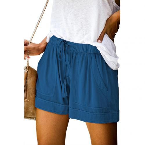 Summer Women Shorts Casual Elastic Waist Drawstring Wide Leg Short Women Solid Color Plus Size M-Woman Short femme shorts
