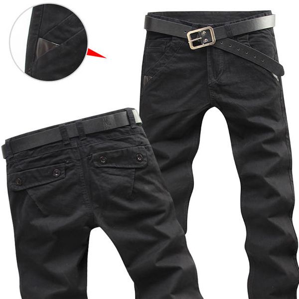 Mens Winter Pants Cargo Pants Casual Pockets Fur Trouser Plus Size 28-38 Fashion Loose Baggy Joger Worker Male