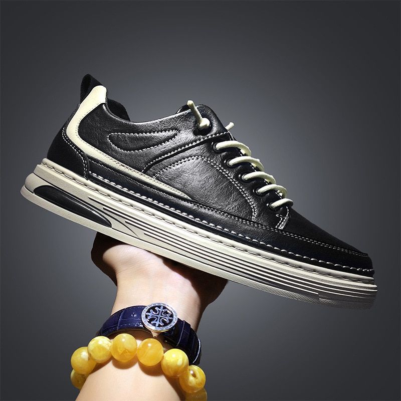 Shoes Men 2022 Spring Autumn Fashion Leather Casual Shoes Men's Sports Air Cushion Thick Soles Board Shoes Sneakers for Men