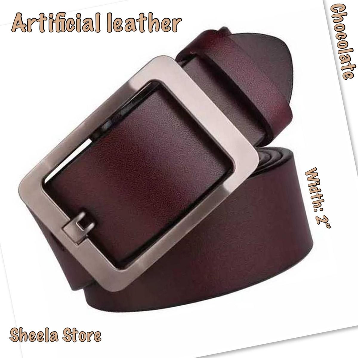 Chocolate colour artificial leather belt for men