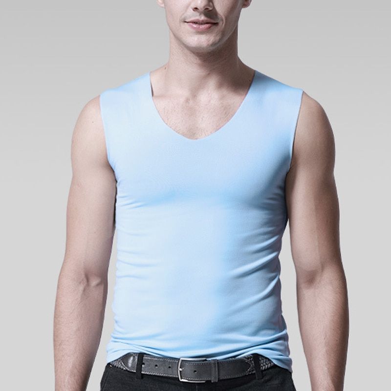 Ice Silk Seamless Men's Vest Loose Sleeveless Srt Bodysuit Plain Color Casual Summer Cotton TaUndershirts