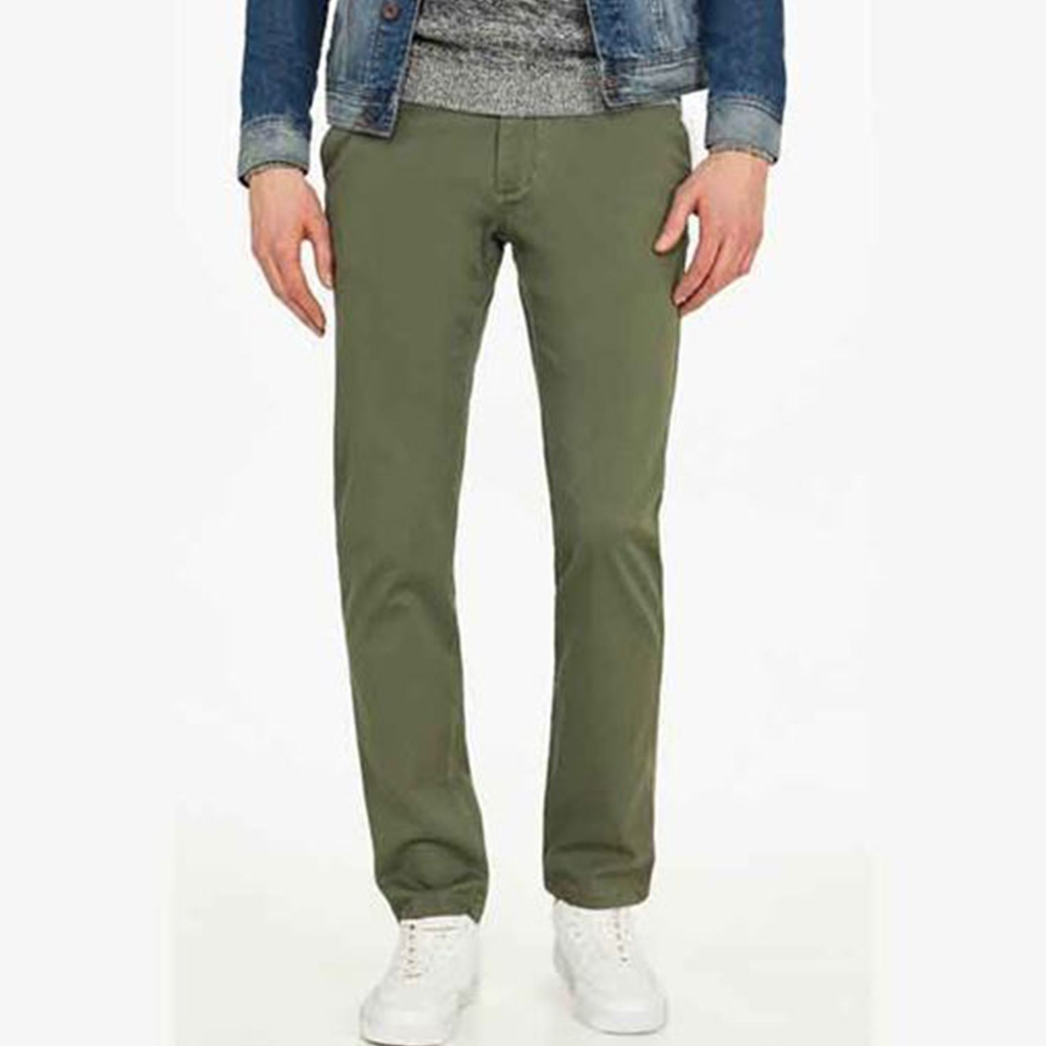 Slim-Fit Chino Gabardine Pants - Olive