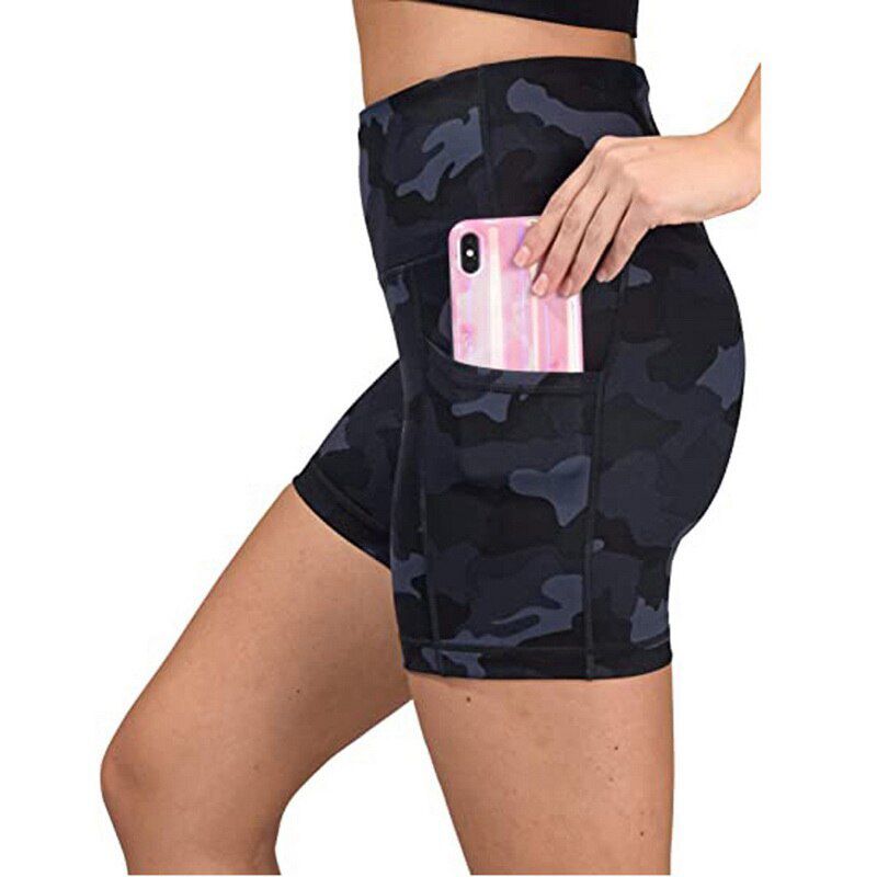 Gym Jogging Running Shorts Yoga Shorts Women High Waist Lifting Push Up Tight Sports Pocket Fitness Yoga Short Pant Dropship