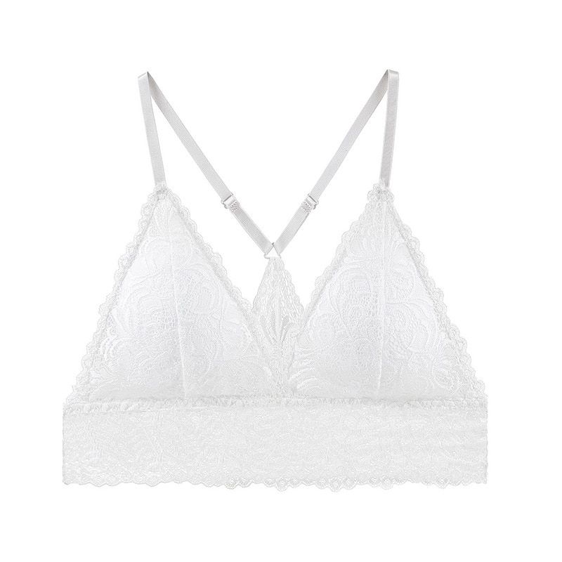 2Pcs/lots Bra Women Lace Bralette Push Up Seamless Bras Y-line Straps Underwear Wire Free Ladies Cups Red/white/black/blue