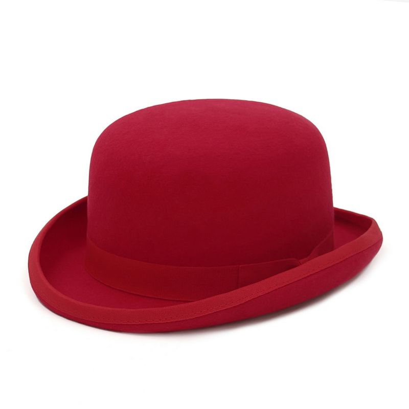 GEMVIE 4 Colors 100% Wool Felt Derby Bowler Hat For Men Women Satin Lined Fashion Party Formal Fedora Costume Magician Hat