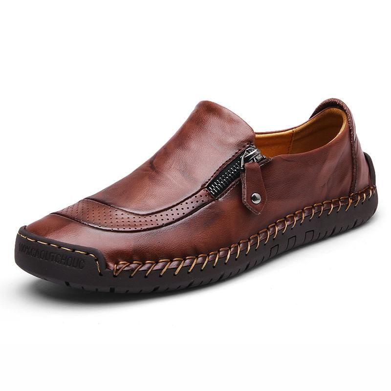 Ngouxm Spring Autumn Men Leather Casual Shoes Handmade Flat Loafers Classic Moccasins