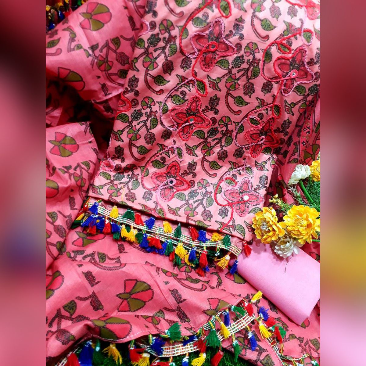 Joypuri Ari Work Unstitched Three Piece Shalwar Kameez (3 Piece) অর্ক কটন আড়ি জয়পুরি থ্রি পিছ