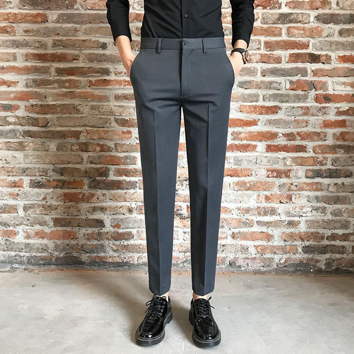 2021 Spring Summer Men's Slim Formal  Trousers Men's Loose Straight Suit Pants Feet Korean Version of TTrend  Men's Pants L82