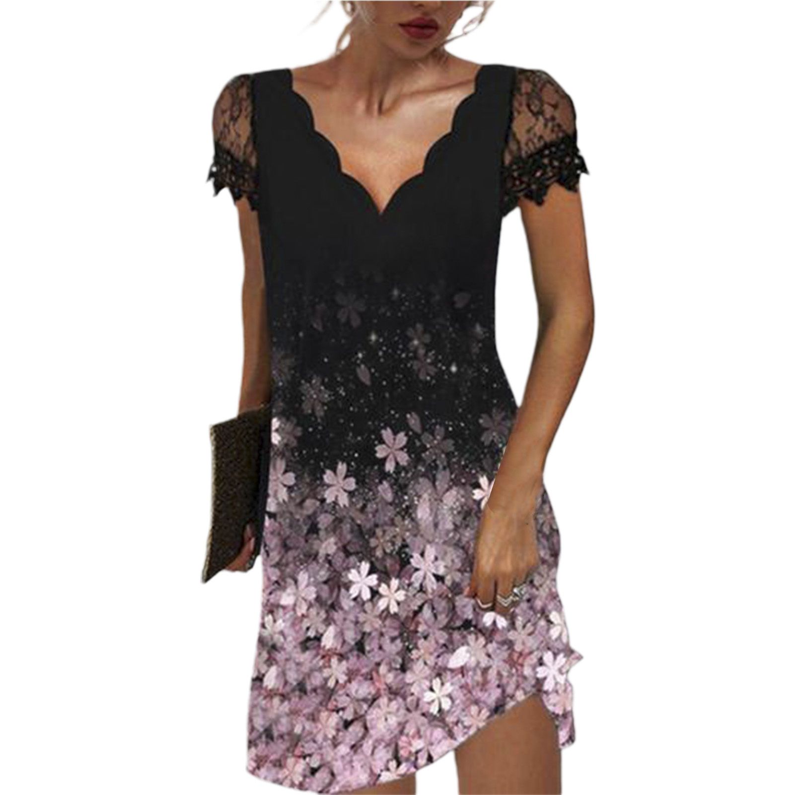 Party Dress See Through Slim-fitting Floral Printed Dress