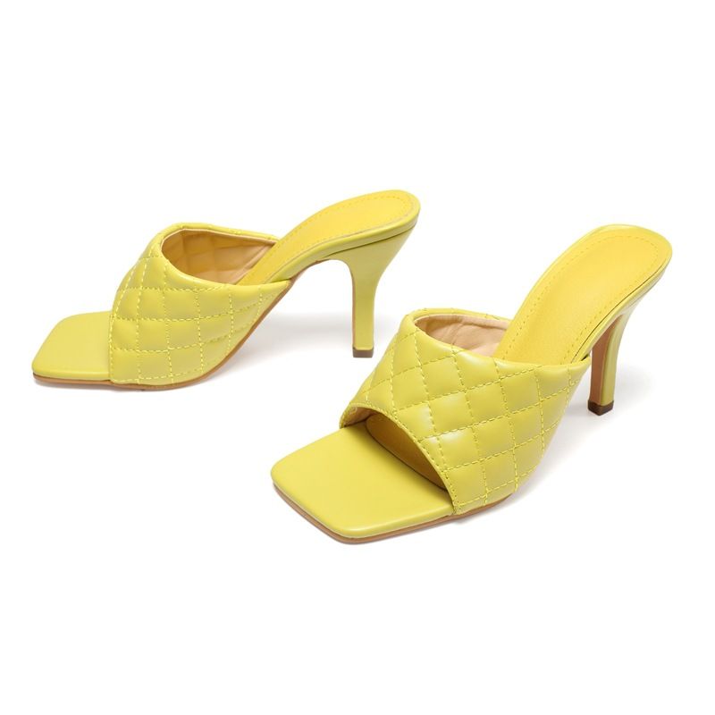 women's shoes candy color fashion high heels square check high heel sandals(null)