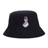 Folding Snap Finger Heart Embroidery Uni Outdoor Bucket Cap Fisherman Sun Hat