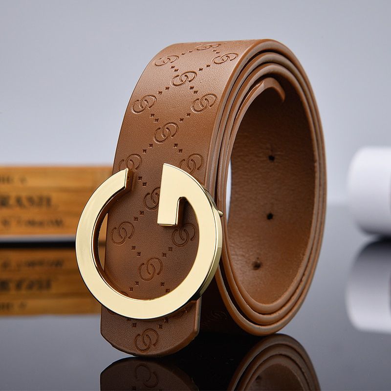 Aoluolan high-quality brand leather belt, high-end designer fashion business luxury belt for men and women with G buckle, gift b