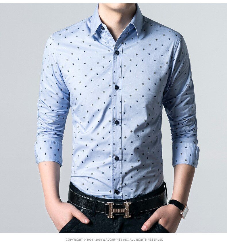 Trendy (2021) MEN'S Cotton Ball Printed Casual Long Sleeve Formal Shirt