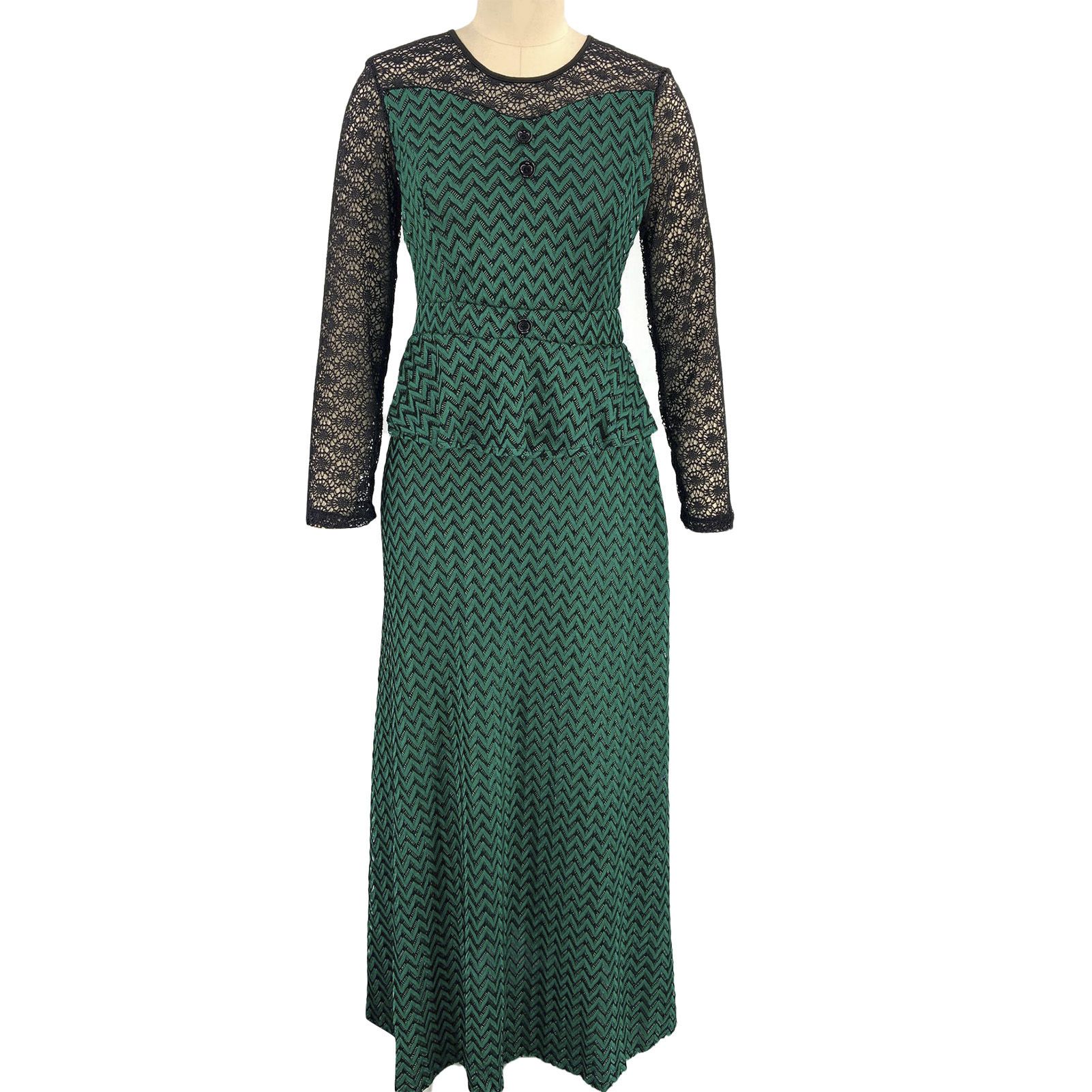Lady Dress Suit Lace Stitching Butt-lifted Fishtail Autumn Skirt Suit