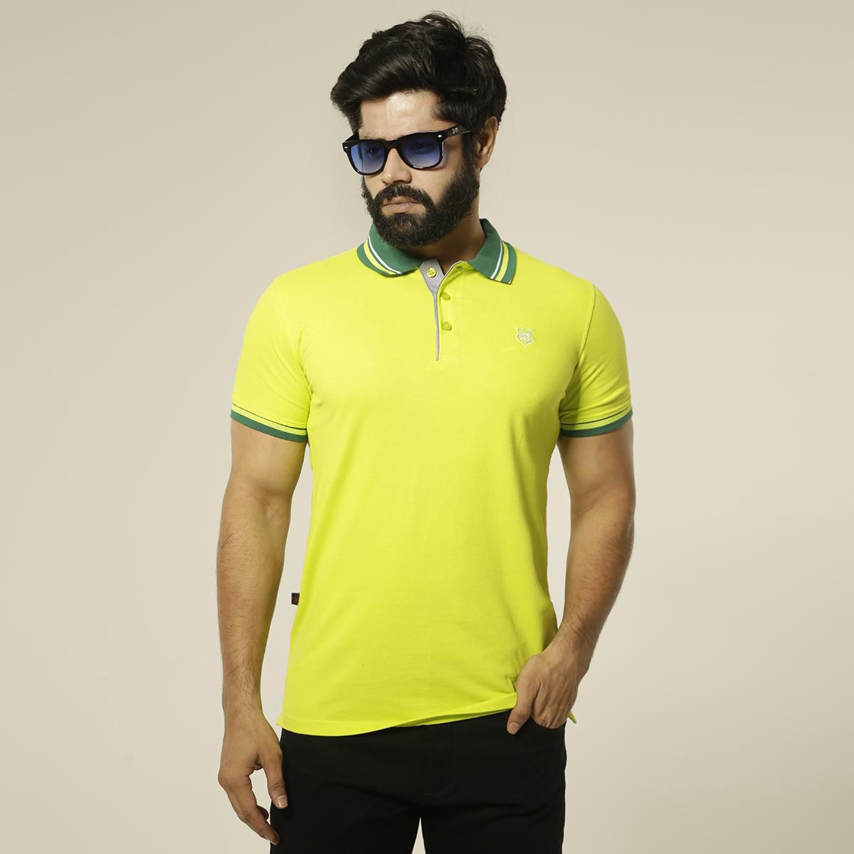 LIME Cotton Casual Polo Shirt for Men