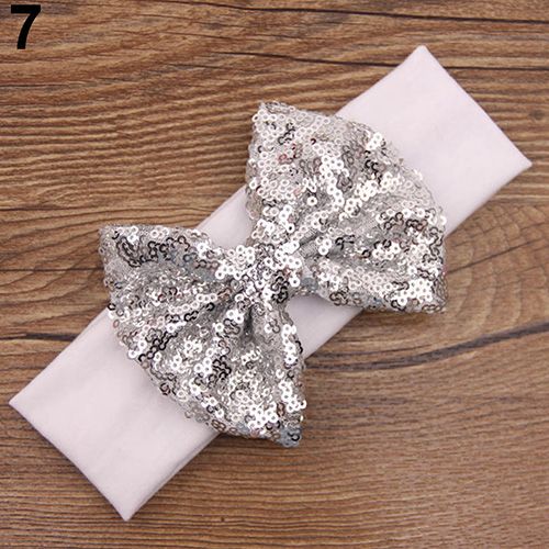 Baby Infant Cute Elastic Hair Band Sequins Bowknot Headband Xmas Party Gift