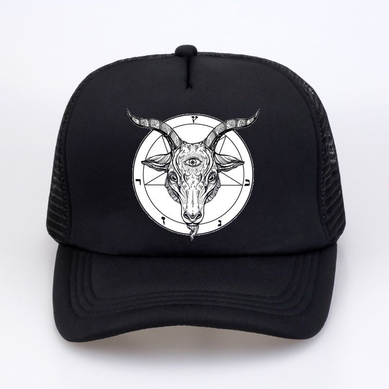 Satanic Goat Baphomet Cartoon Baseball Cap Women Mesh Adjustable summer cool Cap Men Fashion Dad Snapback
