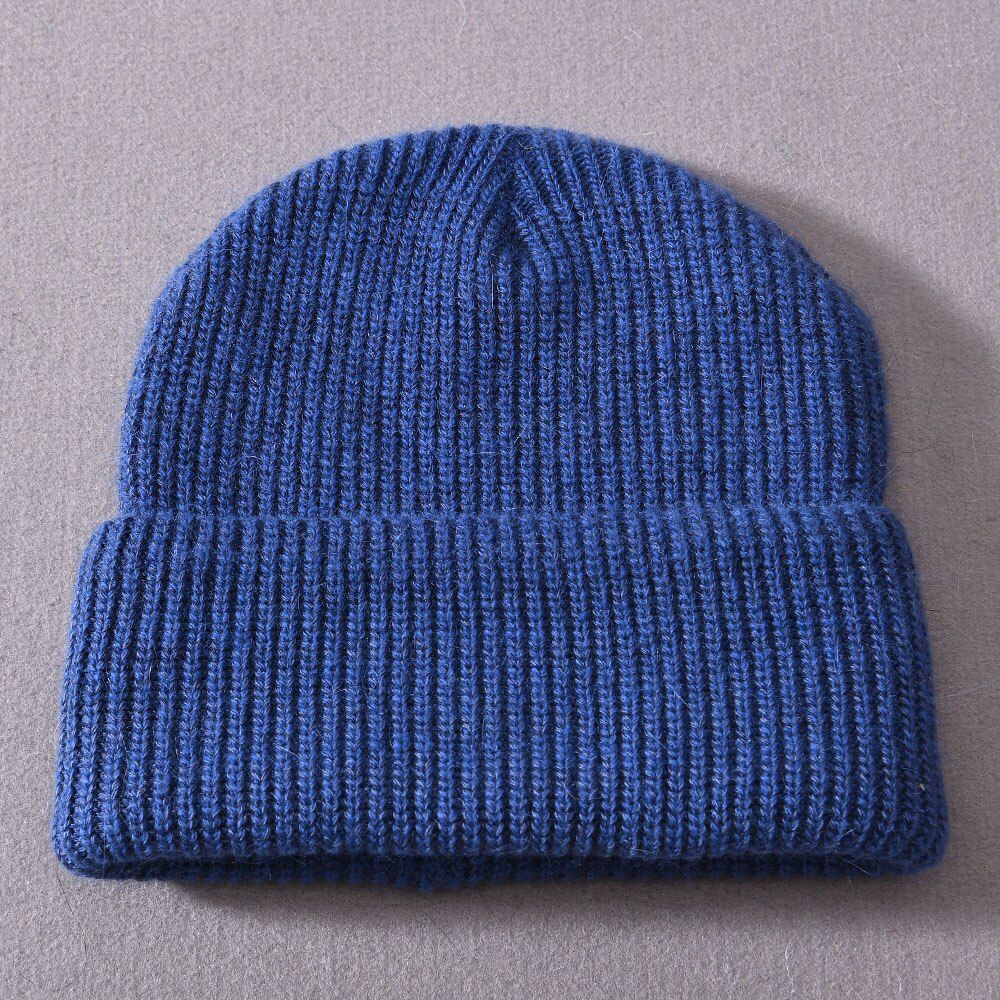 Winter Hat for Women Cashmere Knitted Beanies Pure Color Warm Wool Soft New Style Double Layer Warm Skullies