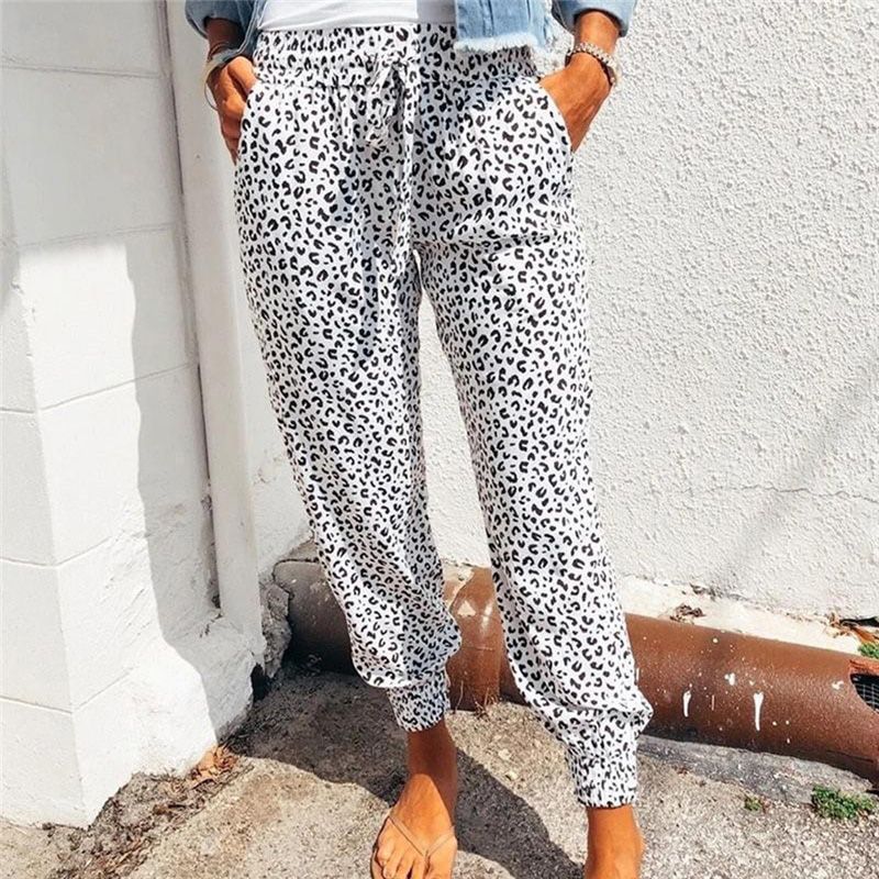 S-2XL Plus Size Casual Women Trousers Summer Ankle-Length Harem Pants Fashion Print High Waist Pants