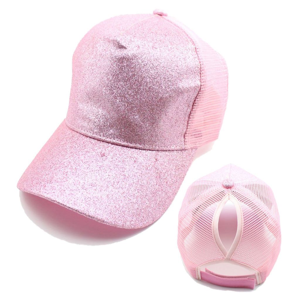 Glitter Ponytail Mesh Men Women Baseball Cap Adjustable Female Sequins Shine Dancing Summer Sun Bun Caps Outdoor Hats