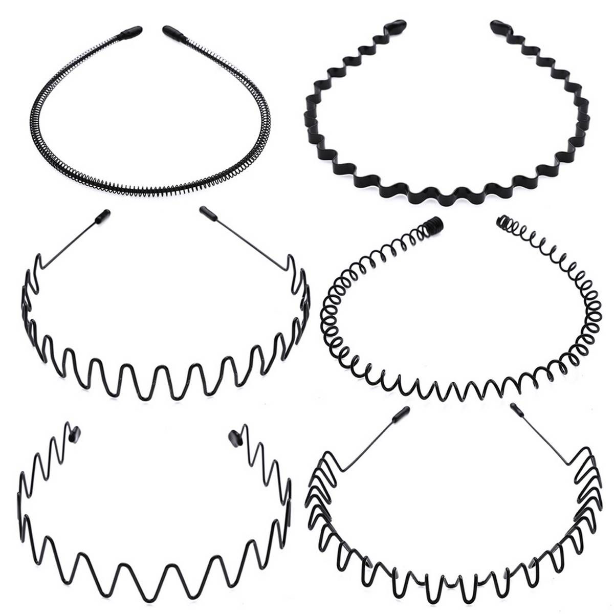 1set/6pcs Men's Hair Hoop Headband Invisible Sports Simple Korean Back Hair Cave Wave Hairpin Headdress