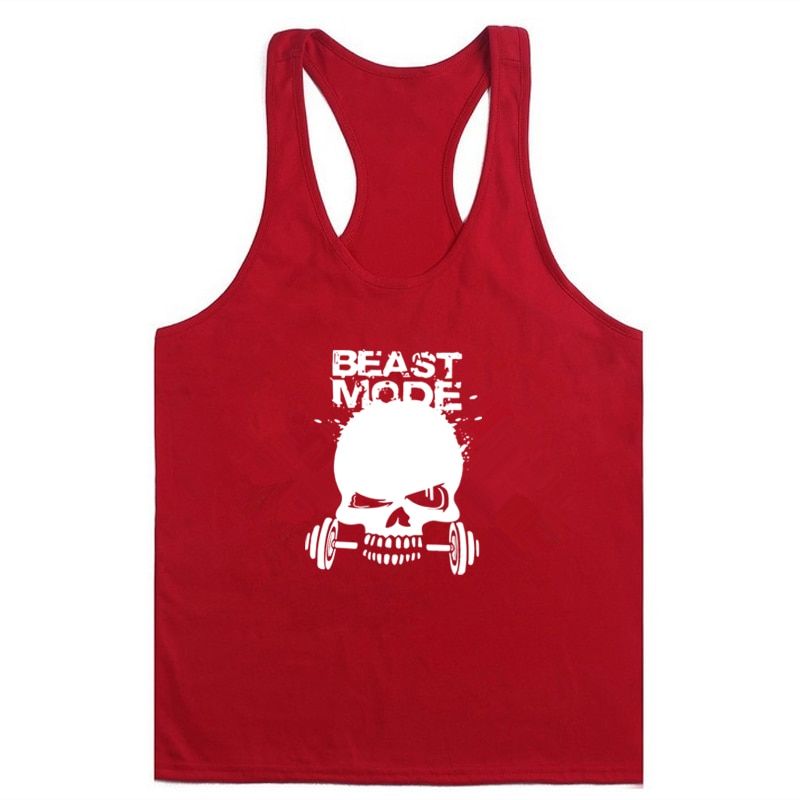 Fashion Men's Gym TaTop Fitness Vest Cotton Skull Printed Bodybuilding Stringer Tanktop Sleeveless Shirts Men's Clothing