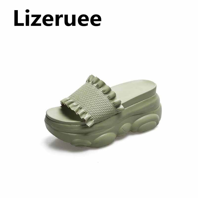 Sandals Women Summer New Low Slippers Casual On A Wedge Platform Soft Leisure Rome Hoof Heels Shoes