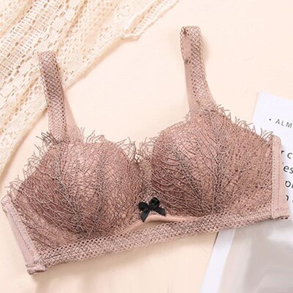 DERUILADY Lace Embroidery Push Up Bra  Lingerie Comfortable Wireless Bralette Adjusted Wire Free Bras For Women Underwear