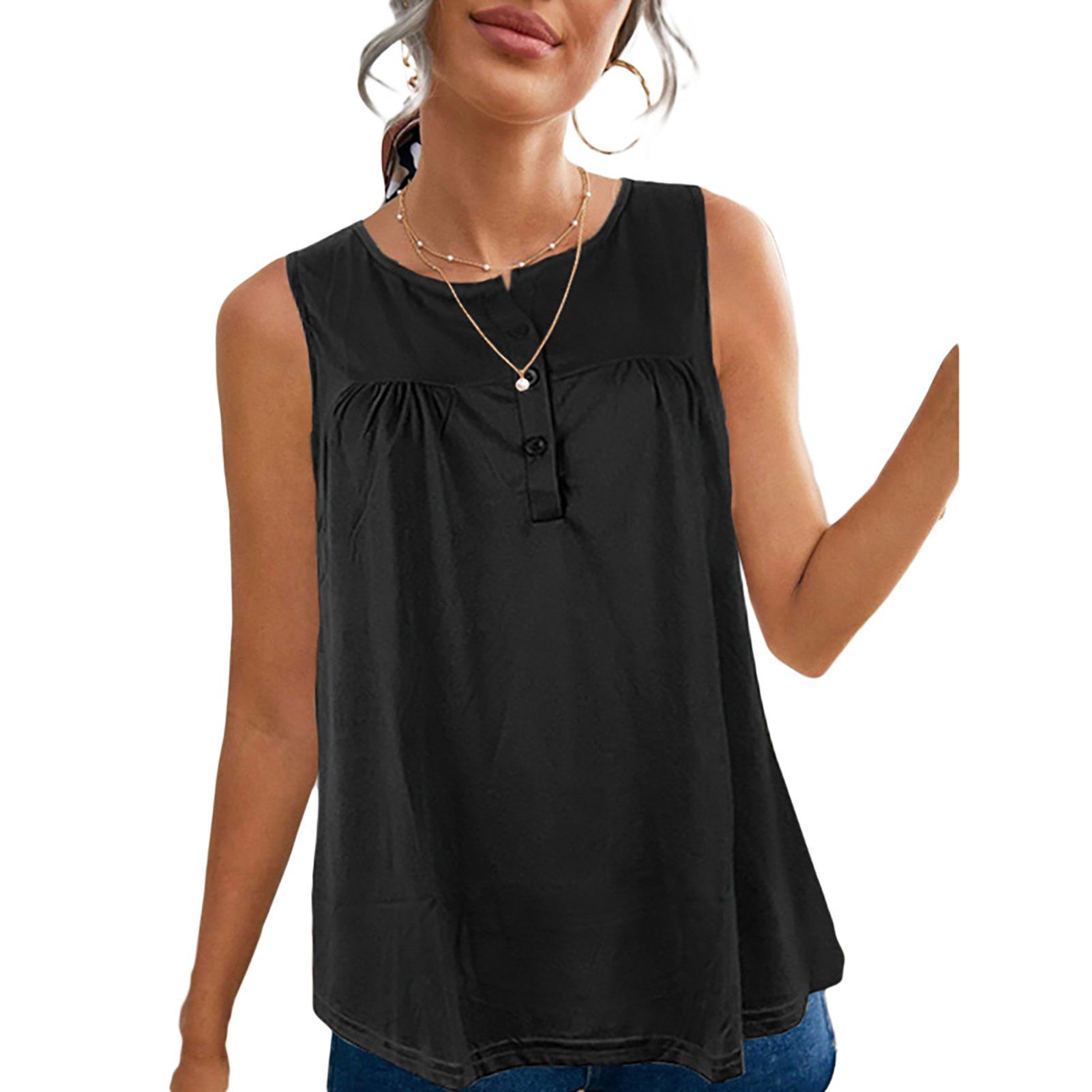 Women Vest Pleated Simple Style Women Vest