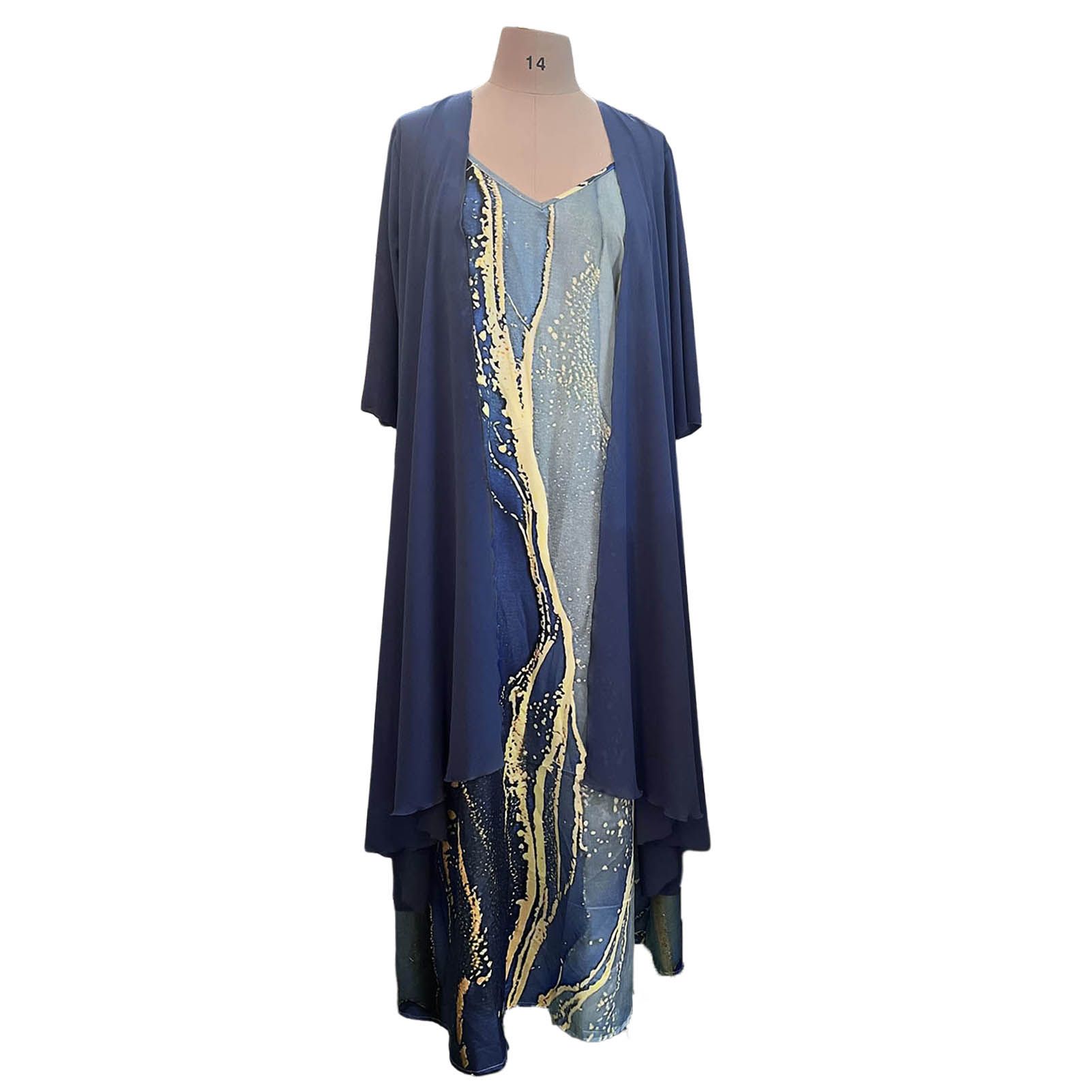 Sunnyheart Cardigan Dress Outfit Printing Long Style Cardigan Dress Outfit