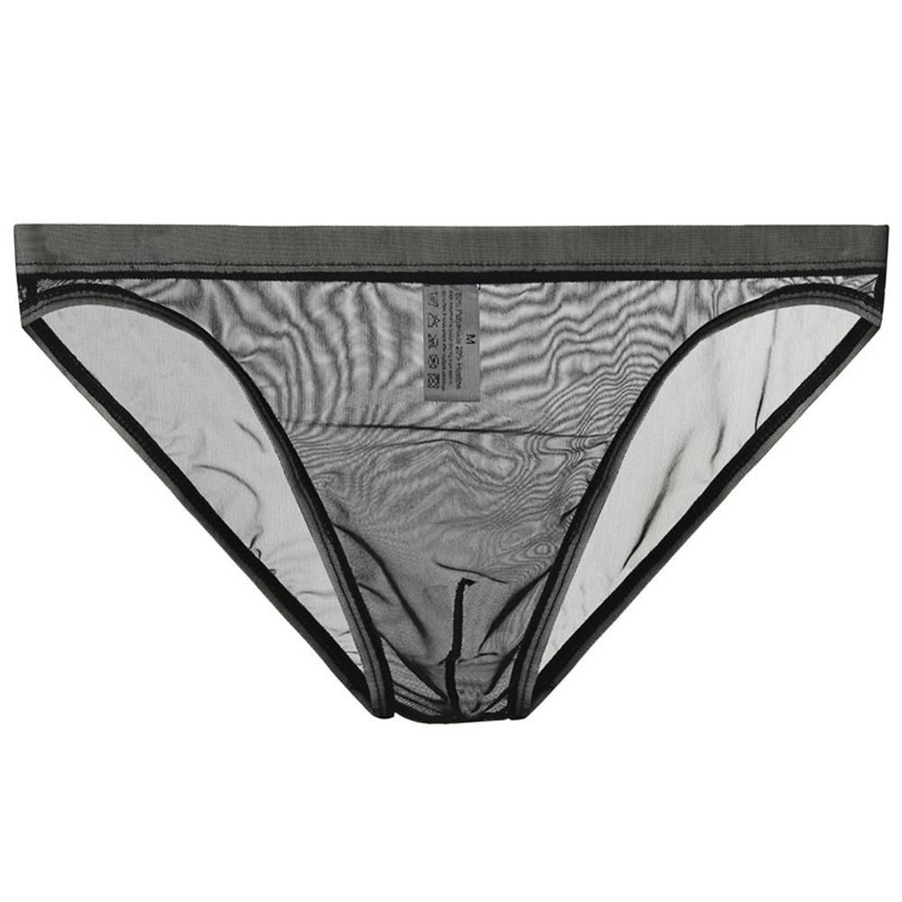 Underpants Men's Briefs Sexy Tulle Netting Transparent Briefs Breathable Elastic Soft Male Panties Breathable Net